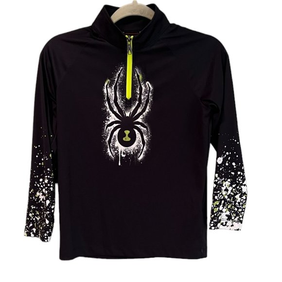 Boy's Spyder Performance Quarter Zip Long Sleeve Black and Yellow Size Medium - Picture 1 of 4